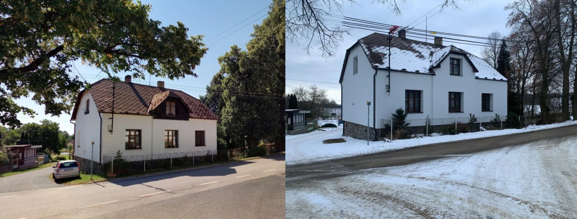 Rekonstrukce rodinného domu, Hodějov – srovnání domu před rekonstrukcí a po ní