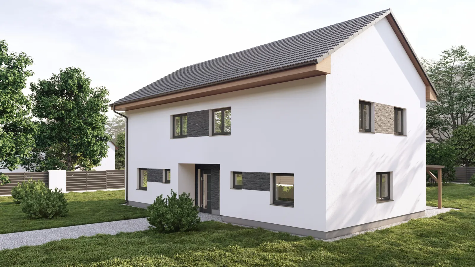 Rodinný dům se dvěma bytovými jednotkami, Čížkrajice – pohled od příjezdu